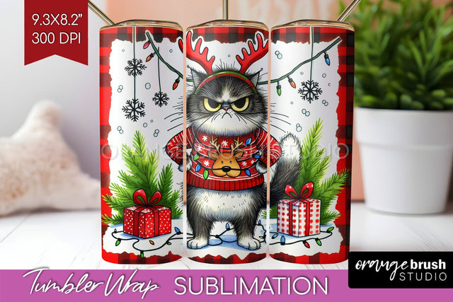 Christmas Cat Tumbler Wrap - Funny Tumbler PNG Sublimation Sublimation OrangeBrushStudio 