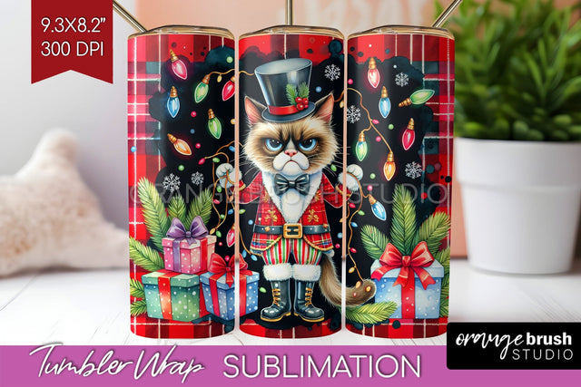 Christmas Cat Tumbler Wrap - Funny Tumbler PNG Sublimation Sublimation OrangeBrushStudio 