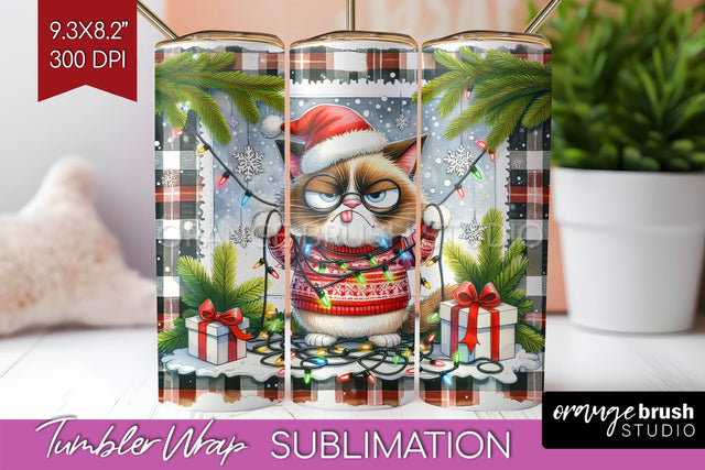 Christmas Cat Tumbler Wrap - Funny Tumbler PNG Sublimation Sublimation OrangeBrushStudio 