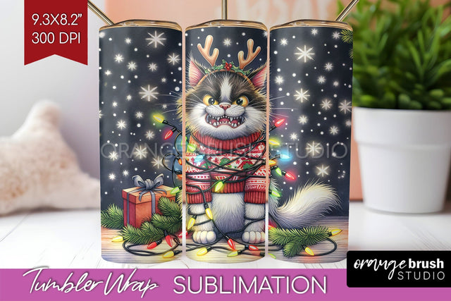 Christmas Cat Tumbler Wrap - Funny Tumbler PNG Sublimation Sublimation OrangeBrushStudio 