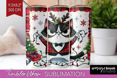 Christmas Cat Tumbler Wrap - Funny Tumbler PNG Sublimation Sublimation OrangeBrushStudio 