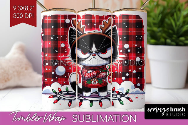 Christmas Cat Tumbler Wrap - Funny Tumbler PNG Sublimation Sublimation OrangeBrushStudio 