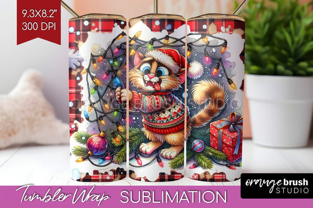 Christmas Cat Tumbler Wrap - Funny Tumbler PNG Sublimation Sublimation OrangeBrushStudio 