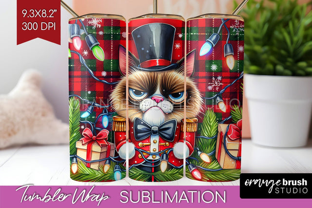 Christmas Cat Tumbler Wrap - Funny Tumbler PNG Sublimation Sublimation OrangeBrushStudio 