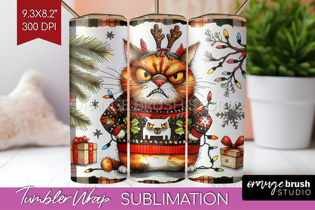 Christmas Cat Tumbler Wrap - Funny Tumbler PNG Sublimation Sublimation OrangeBrushStudio 