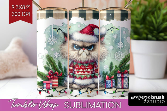 Christmas Cat Tumbler Wrap - Funny Tumbler PNG Sublimation Sublimation OrangeBrushStudio 