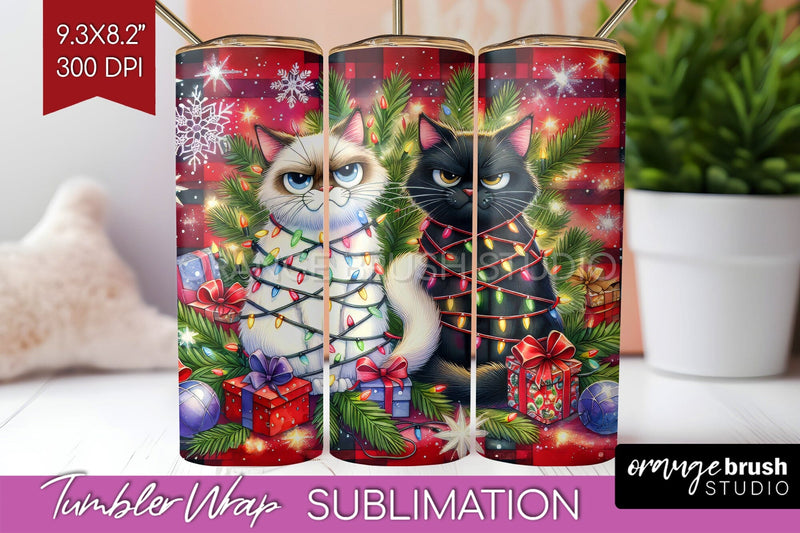 Christmas Cat Tumbler Wrap - Funny Tumbler PNG Sublimation Sublimation OrangeBrushStudio 