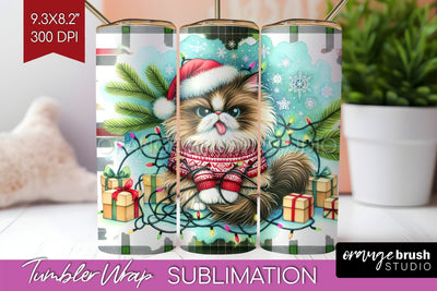 Christmas Cat Tumbler Wrap - Funny Tumbler PNG Sublimation Sublimation OrangeBrushStudio 