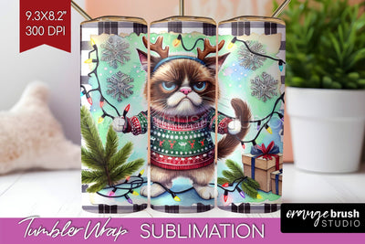Christmas Cat Tumbler Wrap - Funny Tumbler PNG Sublimation Sublimation OrangeBrushStudio 