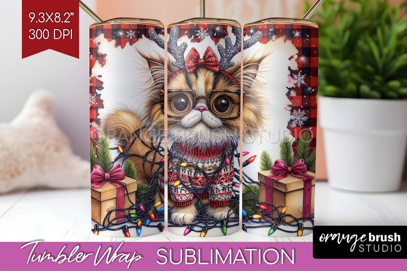 Christmas Cat Tumbler Wrap - Funny Tumbler PNG Sublimation Sublimation OrangeBrushStudio 
