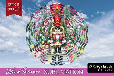 Christmas Cat Wind Spinner Sublimation PNG - Funny Round Sublimation OrangeBrushStudio 