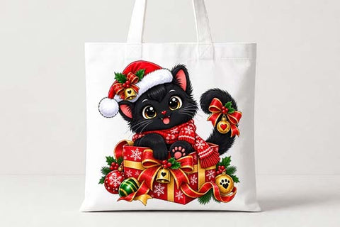 Christmas Cat with Gifts PNG – Cute Holiday Design SVG BillahCrafts 