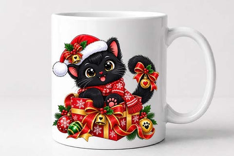 Christmas Cat with Gifts PNG – Cute Holiday Design SVG BillahCrafts 