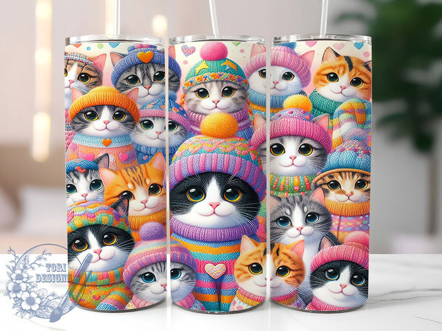 Christmas Cats Holiday Tumbler, Holiday Cat Sublimation Design, Festive Cup Art, 20oz Xmas Tumbler, Whimsical Cat Mug, Stylish Christmas Cup, Cozy Holiday Wrap Sublimation ToriDesigns 