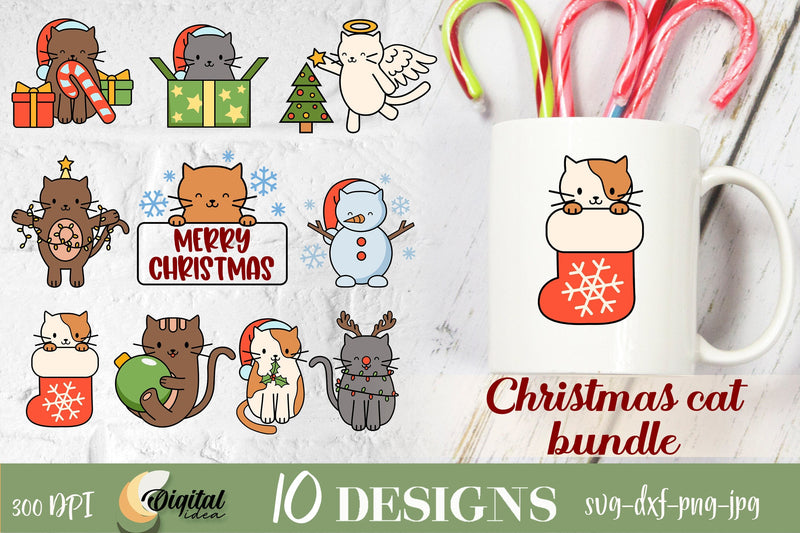 Christmas Cats SVG Bundle. Christmas kittens SVG SVG Evgenyia Guschina 