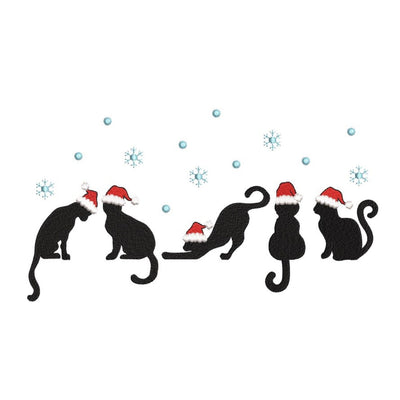 Christmas Cats with Snowflakes Embroidery Design, Merry Christmas Machine Embroidery Design, 4 sizes, Instant download Embroidery/Applique DESIGNS Nino Nadaraia 