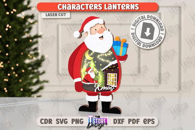 Christmas Characters Lantern Laser Cut | Tabletop Statuette | Christmas Lantern | Holidays Decorations | CNC File SVG The T Store Design 