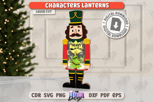 Christmas Characters Lantern Laser Cut | Tabletop Statuette | Christmas Lantern | Holidays Decorations | CNC File SVG The T Store Design 