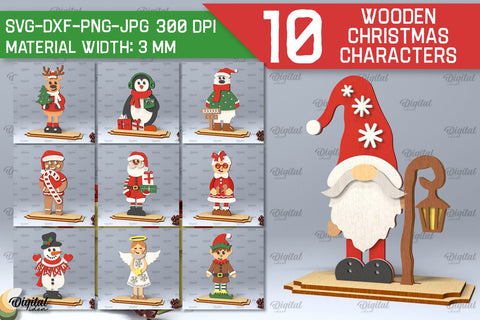 Christmas Characters Laser Cut Bundle. Christmas Decor SVG SVG Evgenyia Guschina 