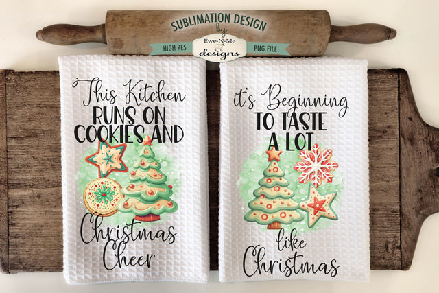 Christmas Cheer Cookies Kitchen Towel Sublimation Designs Sublimation Ewe-N-Me Designs 