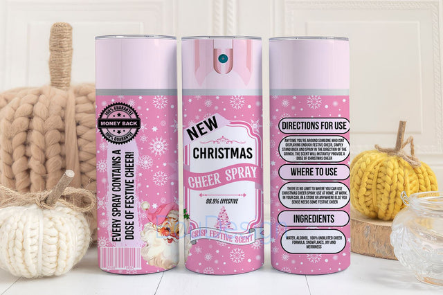 Christmas Cheer Spray Bottle 20oz Tumbler, Christmas Cheer PNG Sublimation Funny Pink Be Gone Tumbler Wrap Sublimation BouDesign 