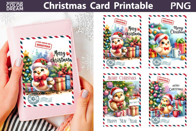Christmas Chicken Card Sublimation WatercolorColorDream 