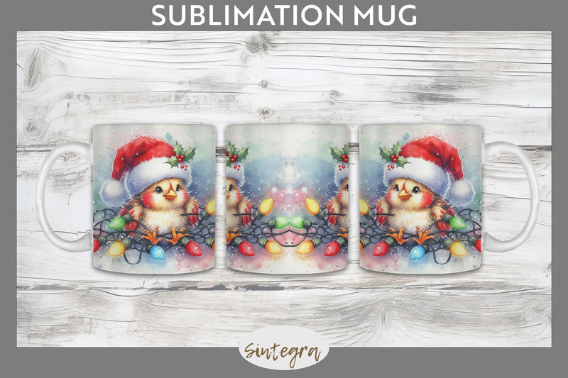 Christmas Chicken Entangled in Lights Mug Wrap Sublimation Sublimation Sintegra 