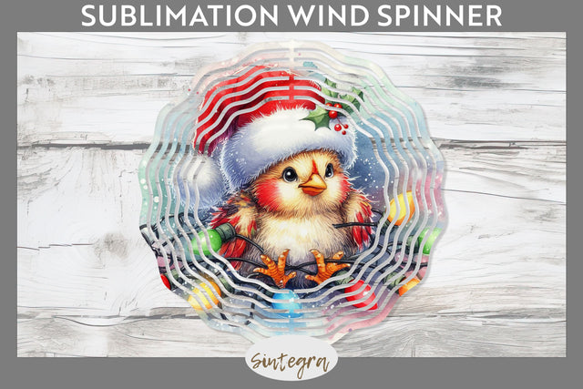Christmas Chicken Entangled in Lights Wind Spinner Sublimation Sublimation Sintegra 