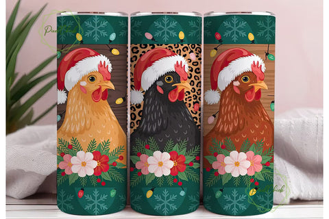 Christmas Chicken Tumbler Wrap Sublimation PixelChick 