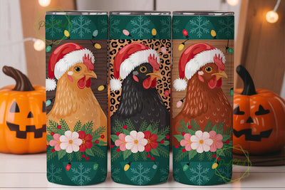 Christmas Chicken Tumbler Wrap Sublimation PixelChick 
