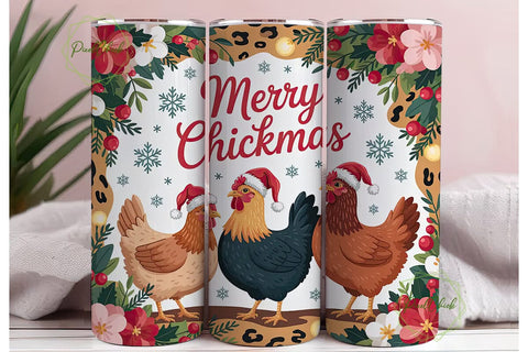 Christmas Chicken Tumbler Wrap Sublimation PixelChick 