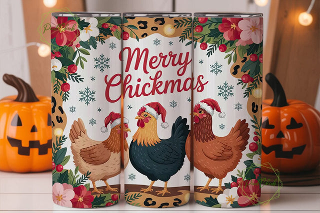 Christmas Chicken Tumbler Wrap Sublimation PixelChick 