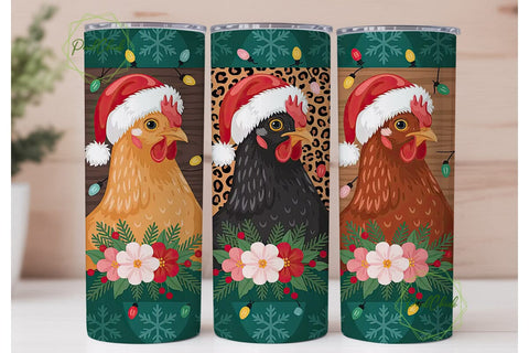 Christmas Chicken Tumbler Wrap Sublimation PixelChick 