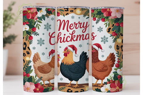Christmas Chicken Tumbler Wrap Sublimation PixelChick 
