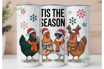 Christmas Chickens 20oz Tumbler Wrap Sublimation PixelChick 