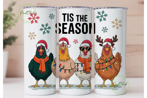 Christmas Chickens 20oz Tumbler Wrap Sublimation PixelChick 