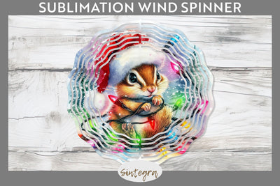 Christmas Chipmunk Entangled in Lights Wind Spinner Sublimation Sublimation Sintegra 