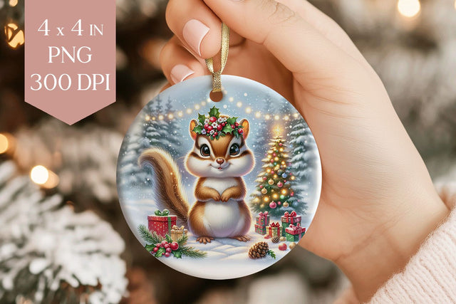 Christmas Chipmunk Sublimation PNG - Cute Ornament File Sublimation BijouBay 