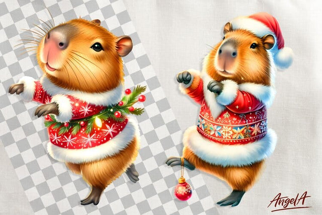 Christmas clipart, animal clipart, capybara clipart PNG Sublimation Angelina Semenova 