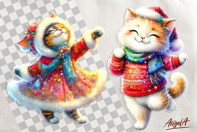 Christmas clipart, animal clipart, cat clipart, funny PNG Sublimation Angelina Semenova 
