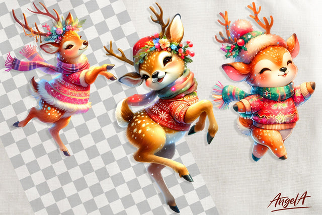 Christmas clipart, animal clipart, deer clipart, deer PNG Sublimation Angelina Semenova 