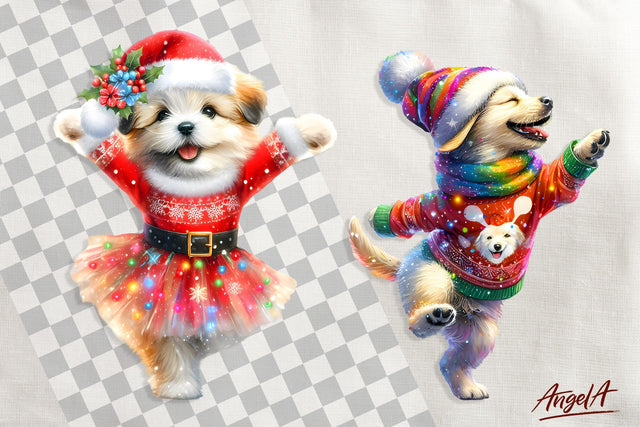 Christmas clipart, Christmas dog clipart, Animal clipart PNG Sublimation Angelina Semenova 