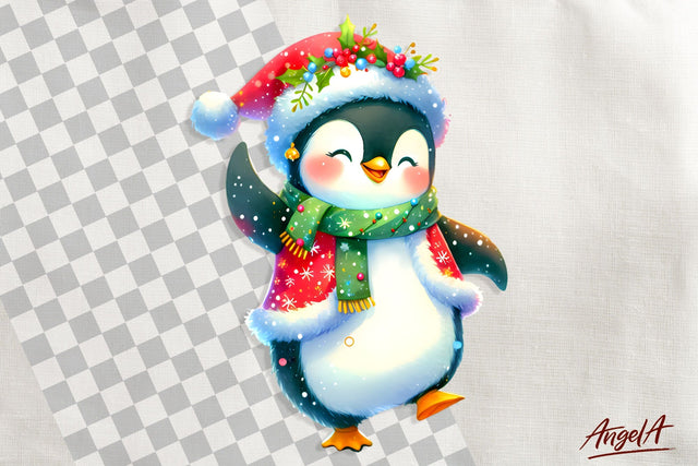 Christmas clipart, Christmas penguin clipart, cute penguin Sublimation Angelina Semenova 