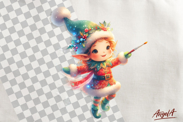 Christmas clipart, cute elf clipart Sublimation Angelina Semenova 