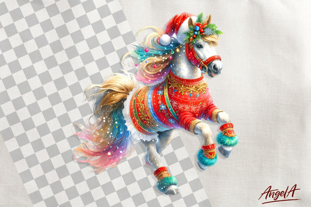Christmas clipart, cute horse clipart, animal clipart Sublimation Angelina Semenova 