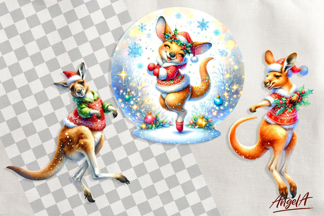 Christmas clipart, cute kangaroo clipart, Animal clipart PNG Sublimation Angelina Semenova 