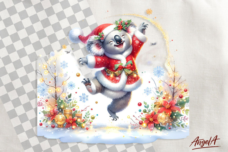 Christmas clipart, cute koala bear clipart, koala PNG Sublimation Angelina Semenova 