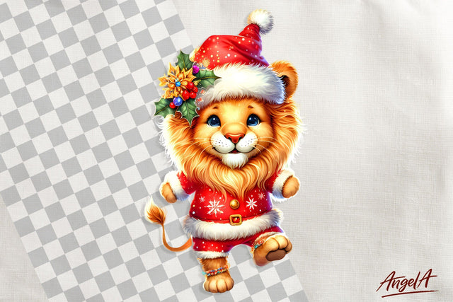 Christmas clipart, cute lion clipart, wild animal clipart Sublimation Angelina Semenova 