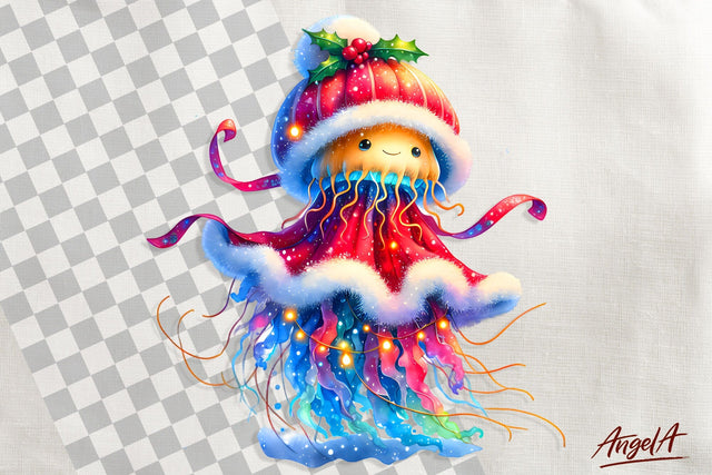 Christmas clipart, cute ocean animal clipart, jellyfish png Sublimation Angelina Semenova 