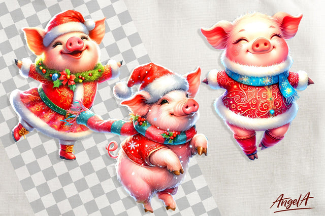 Christmas clipart, cute pig clipart, funny pig png Sublimation Angelina Semenova 